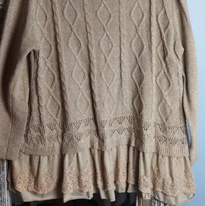 Sweater with lace ruffle trim 3x